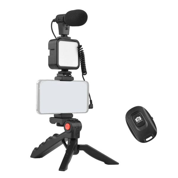 Video Vlogging Kit with Microphone LED Light And Mini Tripod